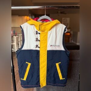 Vintage Tommy Hilfiger Sailing Gear Vest Yellow Navy Nautical Preppy Mens M